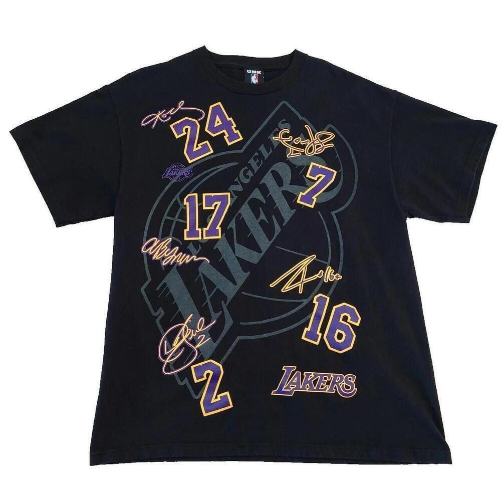 Rare NBA Lakers Team Signatures Basketball Fan Graphic Unisex T-Shirt